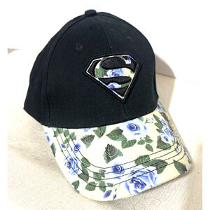 Superman Six Flags Embroidered Adjustable Hat Cap floral brim Texas OSFA